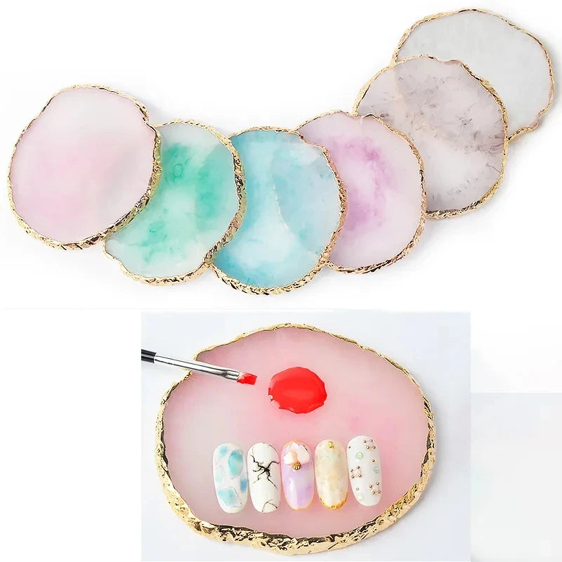 Resin Jade Stone Palette Eyelash Extensions Color Jade Stone Nail Gel Polish Foundation Mix Polish Pallet