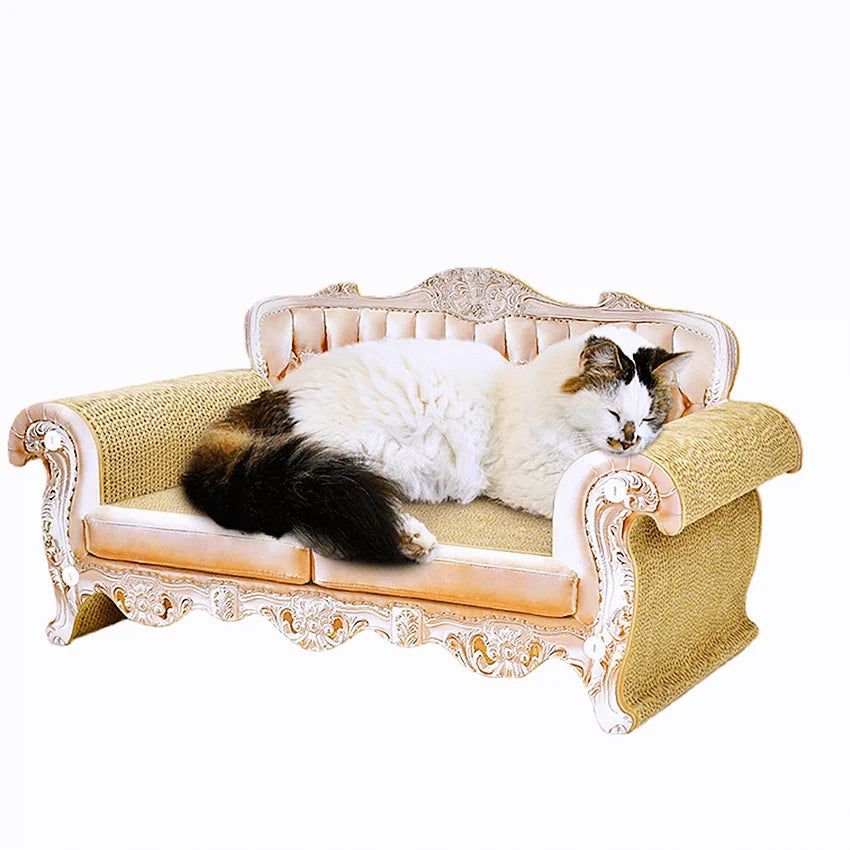 Princess Style Corrugated Cardboard Cat Lounge Scratching Sofa Bed Cat Trees & Scratcher Poster Board