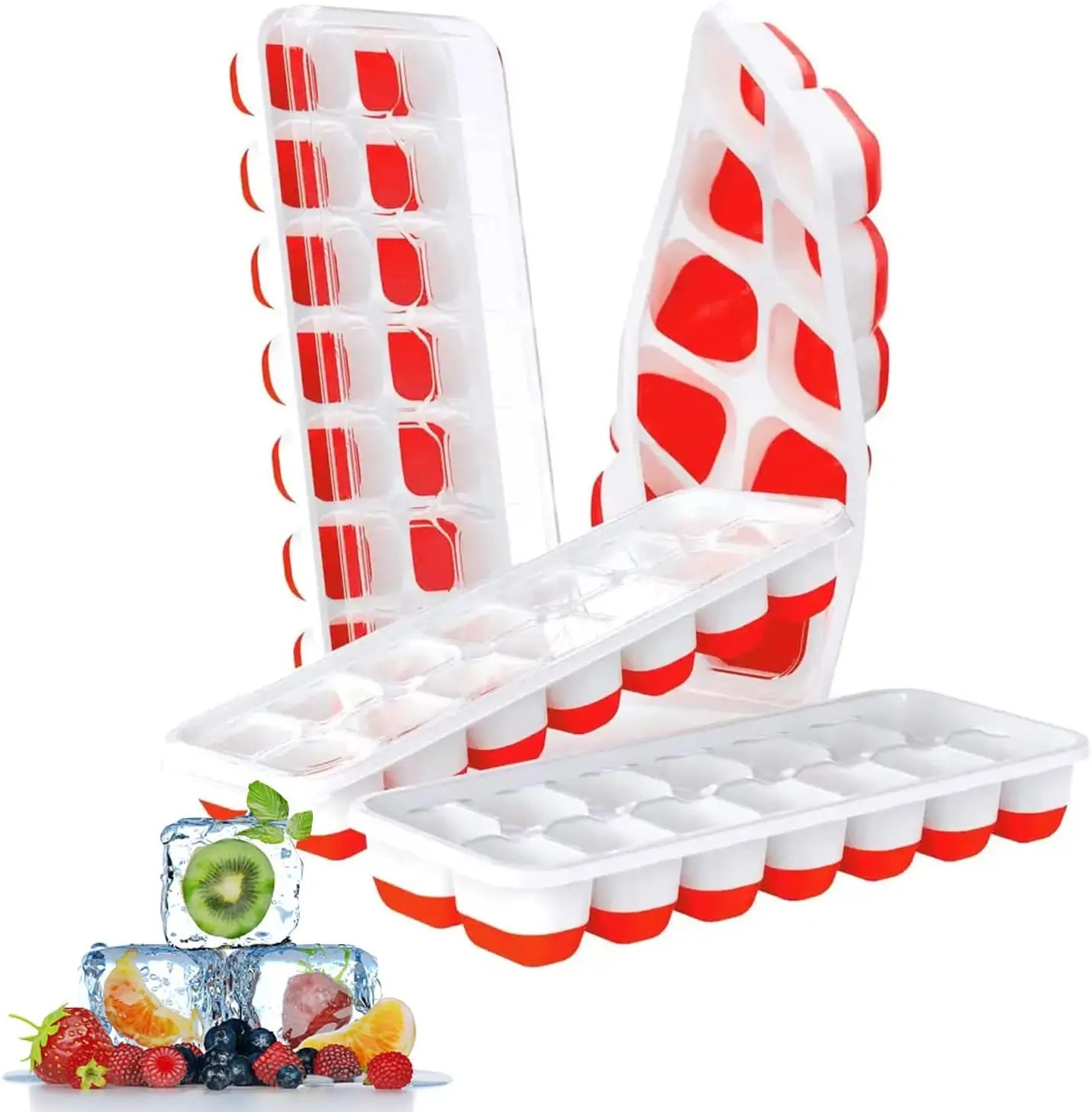 Custom BPA Free Silicone Ice Cube Mould Easy Release Stackable Ice Trays for Drinks