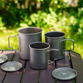 Portable Outdoor Titanium Mug Lightweight Titanium Water Cup with Foldable Handle for Camping Hiking