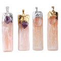 Wholesale Retail Pink Gypsum Stone Pendant with Natural Crystal Gemstone for Children's DIY Fashion Accessories Party Occasions