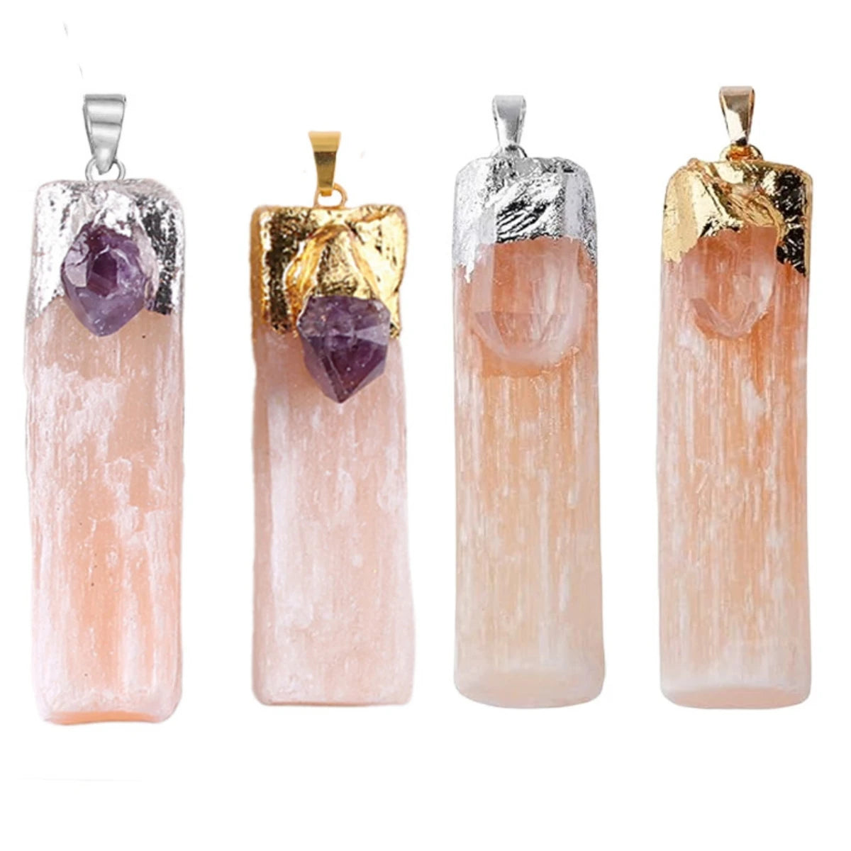 Wholesale Retail Pink Gypsum Stone Pendant with Natural Crystal Gemstone for Children's DIY Fashion Accessories Party Occasions