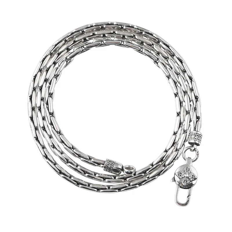 Wholesale 925 Sterling Silver Necklace Men's Vintage Vajry Pestle Clasp Necklace Bamboo Chain Jewelry