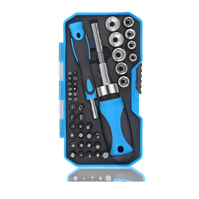 Ratcheting Screwdriver 44 Pcs Set Magnetic Ratchet Screwdriver Precision Bits & Socket Kit With Case