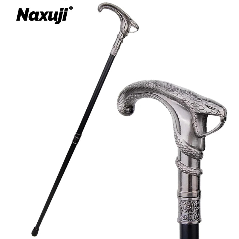 Aluminum Alloy Cobra-Head Luxury Walking Stick Canes Decorative Walking Cane Man Elegant Fashion Vintage Walking Stick