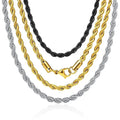 Hip Hop Twisted Chain Jewelry 18K Gold Stainless Steel 2mm 3mm Link Chain Rope Chain Necklace for Women Men