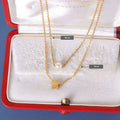 Delicate Women Fahion Jewelry Stainless Steel 18K Gold Plated Double Layered Star Sign Imitation Pearl Necklace