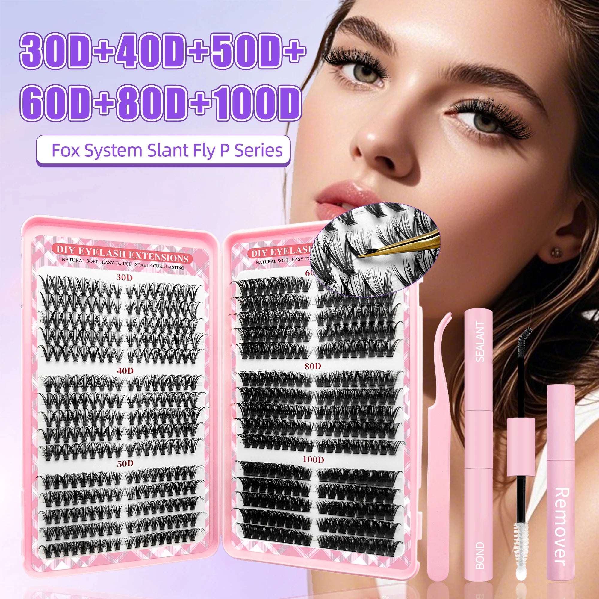 Abonnie Private Label Diy Lash Extension Kit Mink Fluffy Wispy Cluster Eyelash Wholesale Custom Logo Natural Lash Clusters Book