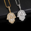 NUOYA Fashion Hip Hop Jewelry Iced Out Diamond Hamsa Pendant Hamsa Necklace