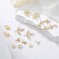 Wholesale Trendy Brass Zircon Leaf Flower Pendant Connector 14K Gold Plated DIY Jewelry Making Accessories