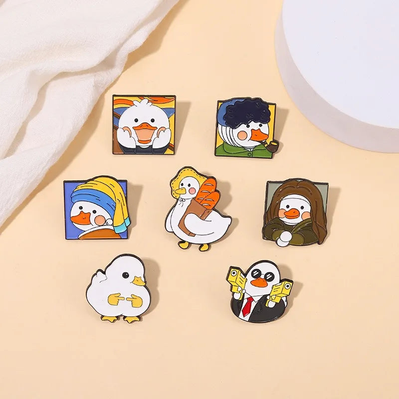 Wholesale Custom Kawaii Metal 3D Ducklings Enamel Pin Badges with Letterpress Printing Customizable Art Collectible Metal Pins