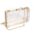 Women Clear Purse Acrylic Clear Clutch Bag Shoulder Handbag With Removable Gold Chain Strap
