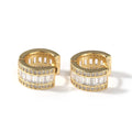 Best Selling Diy Copper Rectangle Zircon Hoop Huggie Man Cowboy Bling Gold Nugget Earrings