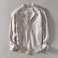 New Fashion Spring Autumn Men Long Sleeve T-shirt Clothes for Men Mandarin Collar Loose Casual Solid Cotton Linen Men Shirt