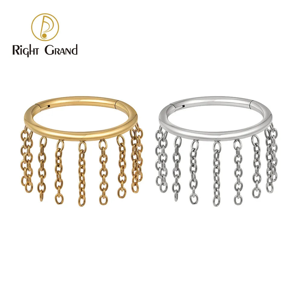 ASTM F136 Titanium Piercing Fashion Jewelry Circle Piercing Body Jewelry Earrings Chains for Women