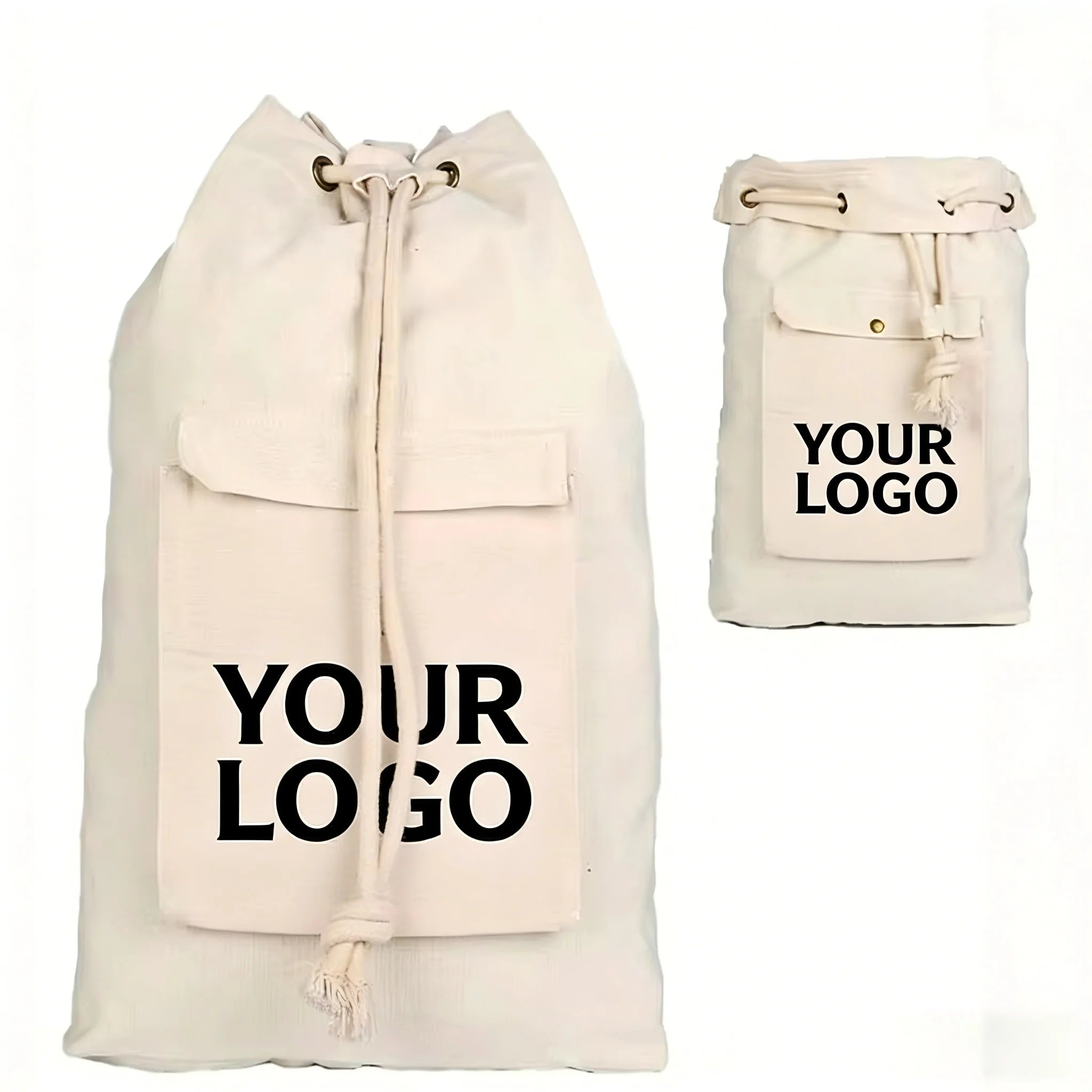 Custom Oversized Thickened Hotel Clothes Shoe Storage Laundry ToteBag Super Large Cotton Canvas Drawstring Bag With Printed Logo