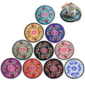 Chinese Style Round Embroidered Cloth Coasters Vintage Ethnic Floral Design Teacup Mat Dining Table Placemat Cup Mats Pads Gifts