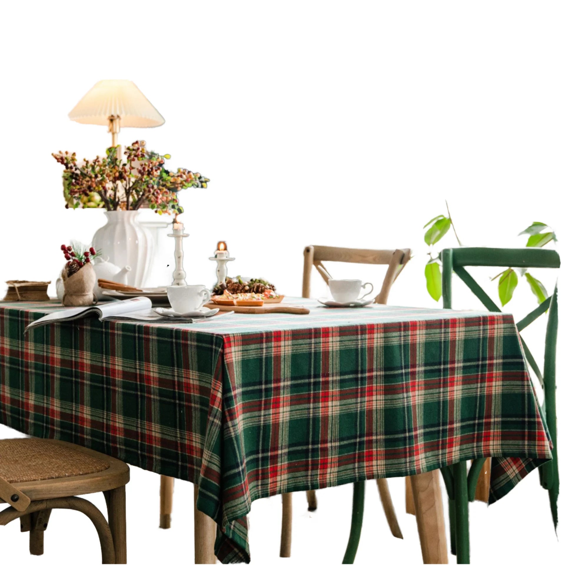 Christmas Geometric Pattern Printed Cotton Linen Woven Square Tablecloth Waterproof Disposable Oilproof Customizable European