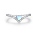 925 Sterling Silver Rhodium Plated Heart Shaped Moonstone Ring Retro Hollow Design Women's Jewelry 2.925 Sterling Silver Rings