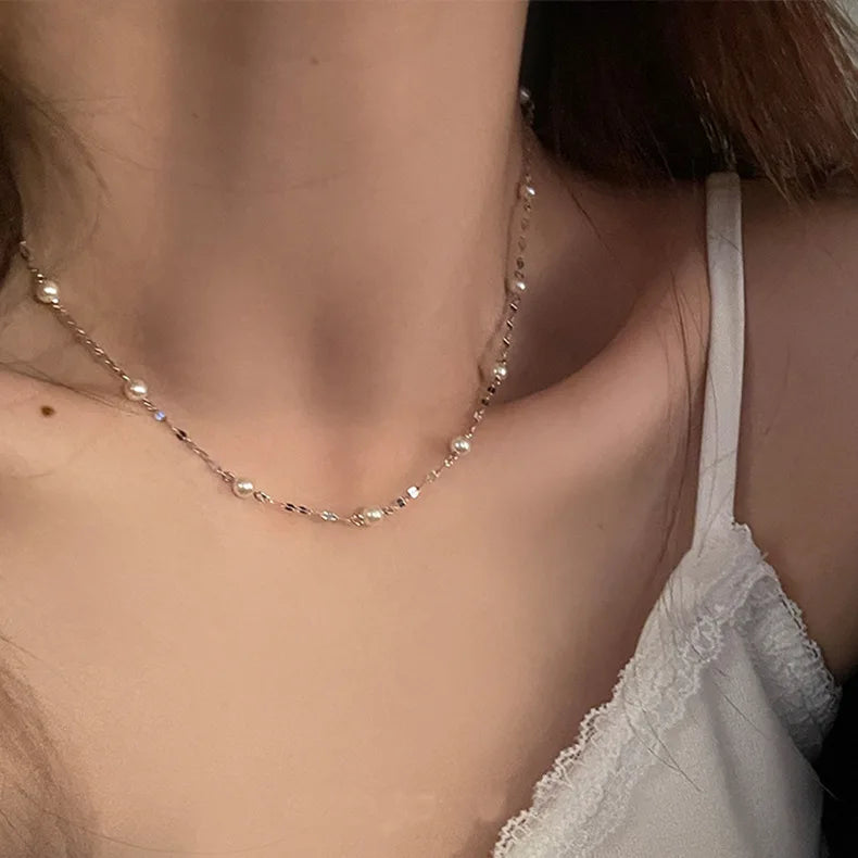 Colar De Perolas 2022 New Arrival Fashion Jewelry Necklaces White Pearl Chain Choker Necklace for Women