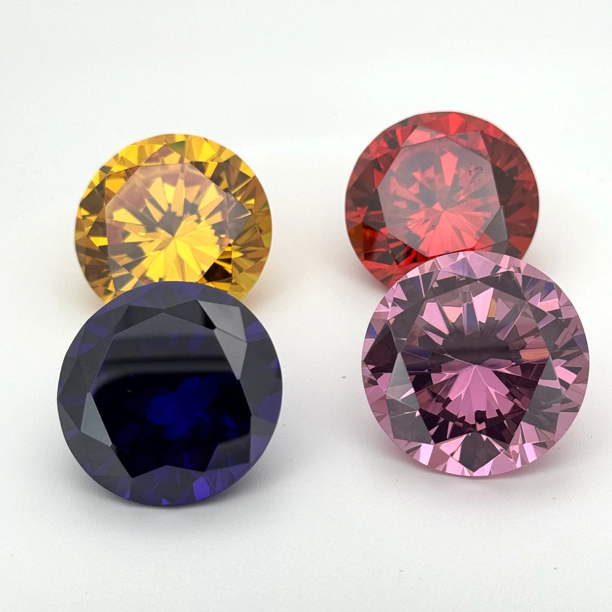 Large Size 20mm to 50mm Round Brilliant Cut Synthetic Cubic Zircon Stone Pink Violet Garnet Yellow Wuzhou CZ Gemstones