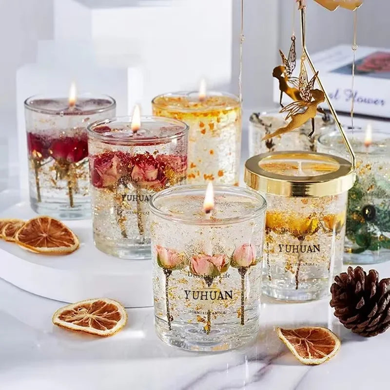 Custom Handmade Long Burning Transparent Gel Glass Jar Scented Candle Environment-Friendly Aromatherapy for Christmas Easter