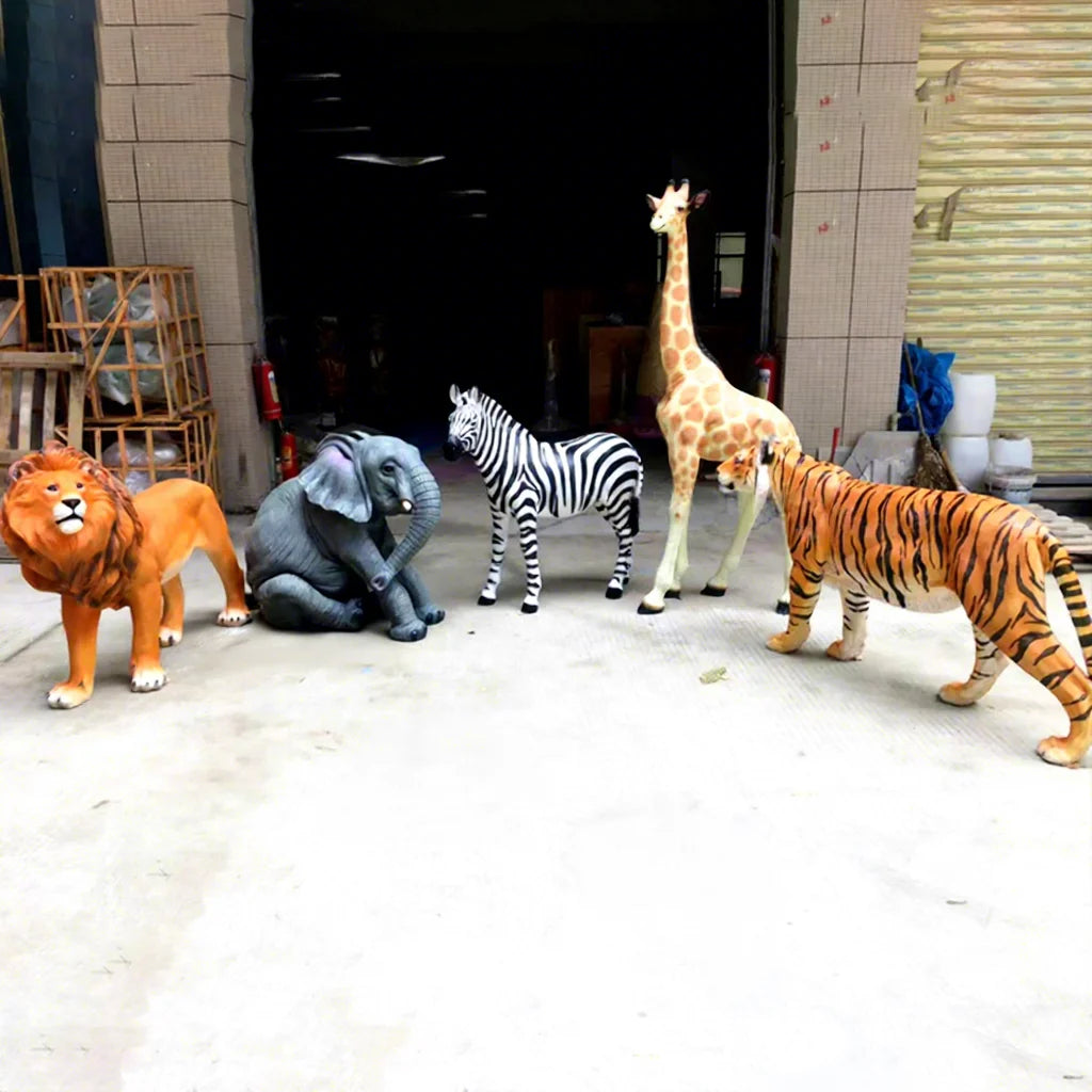 Support Oem Life Size Resin Garden Decoration Animals/elephant lion Safari Animals Sculpture Big/wholesale Wall Animal Head