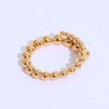 Stainless Steel 18k Gold Plated Women Fashion Simple Geometric Jewelry Small and Big Beaded Ring