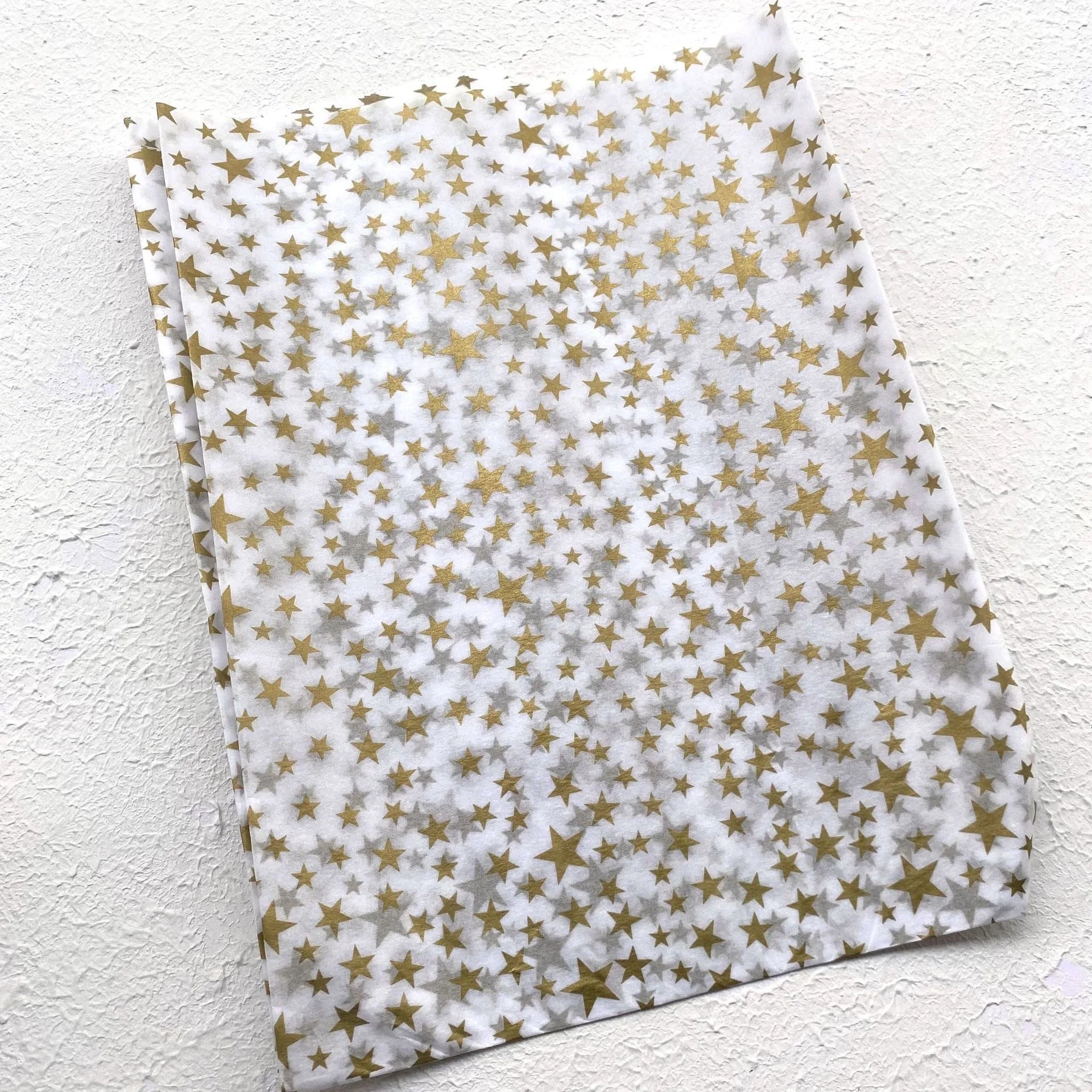 Christmas Wrapping Paper Glossy Shiny Gold Stars Logo Printed Tissue Paper Packaging