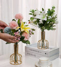 Modern Clear Glass Test Tube Cylinder Vase Tabletop Wedding Home Decorative Flower Stand Metal Stand Included