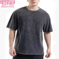 Mens Clothing Summer Short Sleeve Plain Casual Vintage Acid Washed Cropped Boxy Oversized Men's T-shirts