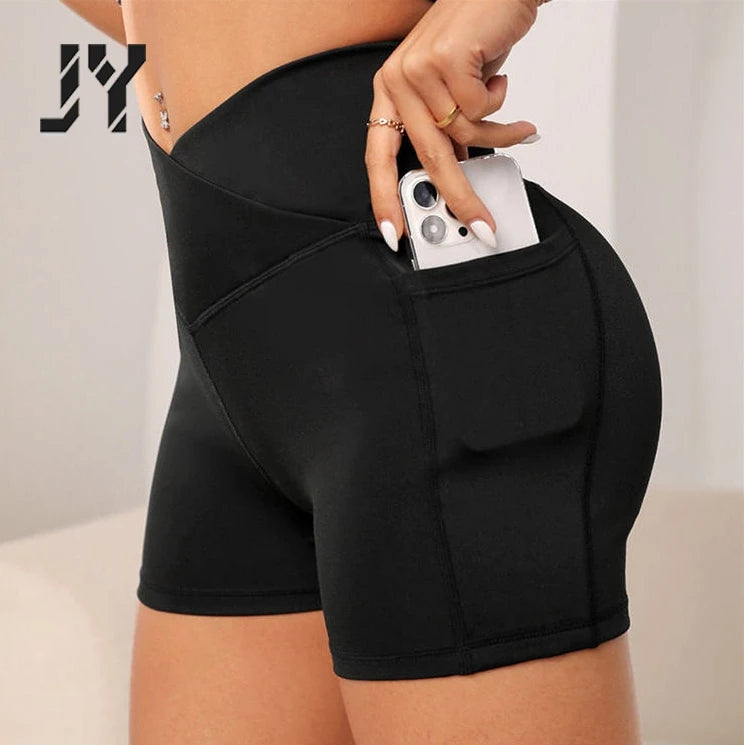 Joyyoung Top Quality Top Quality Quick Drying Breathable Fashionable Elastic Tight Spandex Multi Pocket Shorts for Women