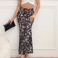 Fashion Ladies High Waist New Summer Design High Quality Digital Printed  Fitting Vintage Leopard Maxi Skirts