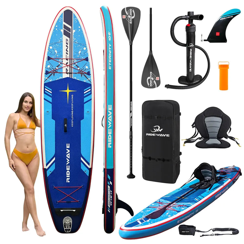 RIDEWAVE OEM CE 10'6 11' 11'6 Stand up Fishing Paddle Board Soft Surfboard Surfing Inflatable Kayak sup Paddleboard with Seat