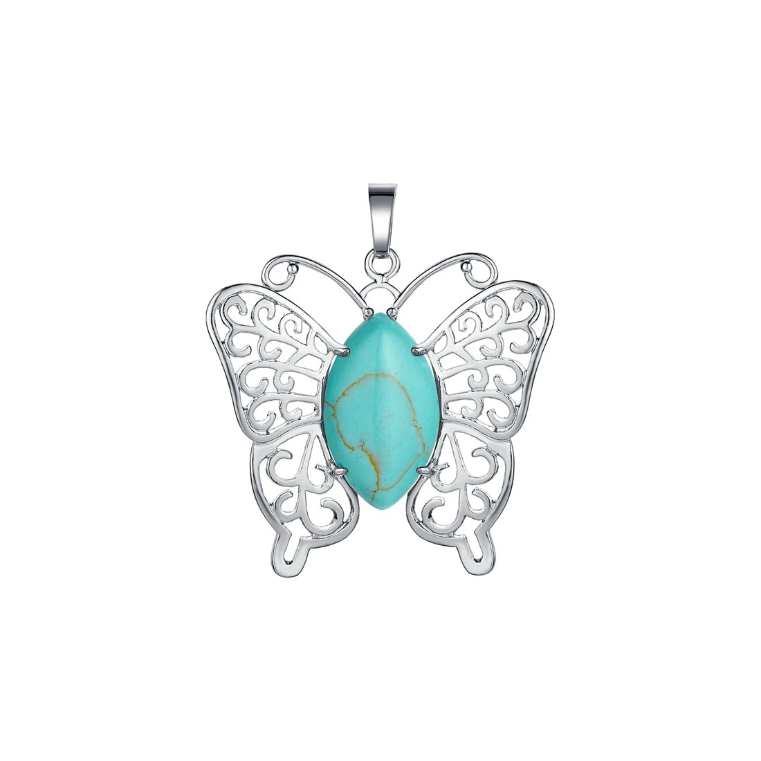 Natural Stone Butterfly Pendant Jewelry Butterfly Pendant Necklace for Women Girls