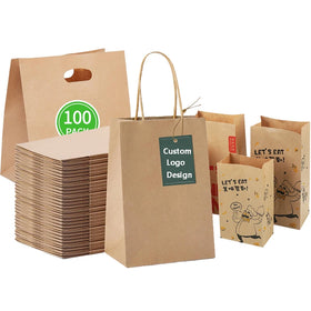 Eco-Friendly Customized Size Brown Kraft Paper Bags Factory Price Design Shopping Craft Paper Bags with Your Own logo