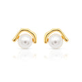 Chris April 316L Stainless Steel 18k Gold Plated Imitation Pearls Minimalistic Stud Earrings