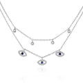 POLIVA 30pcs 925 Silver Evil Eye Double Adjustable Chunky Necklace Vintage Style with Triangle Shaped Zircon for Gift