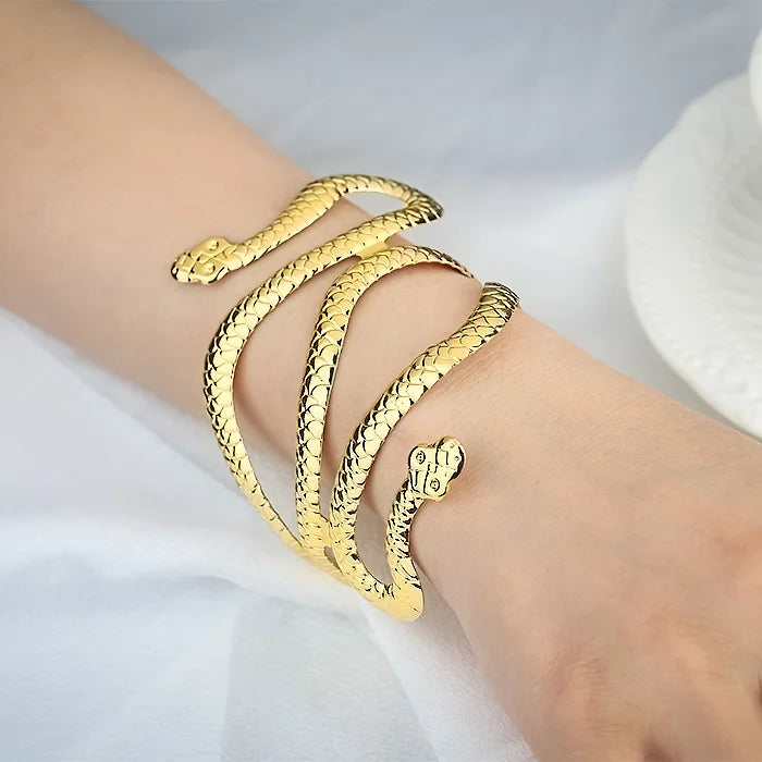 Custom Chunky Designer Snake 18k Gold Plated Copper Bracelets Luxury Personalized Fashion Jewelry Bangle Cuff Bracelet for Women