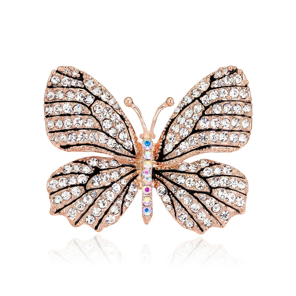 AG047 Hot Selling Fashion Rhinestones Butterfly Brooches Women Insect Butterfly Brooch