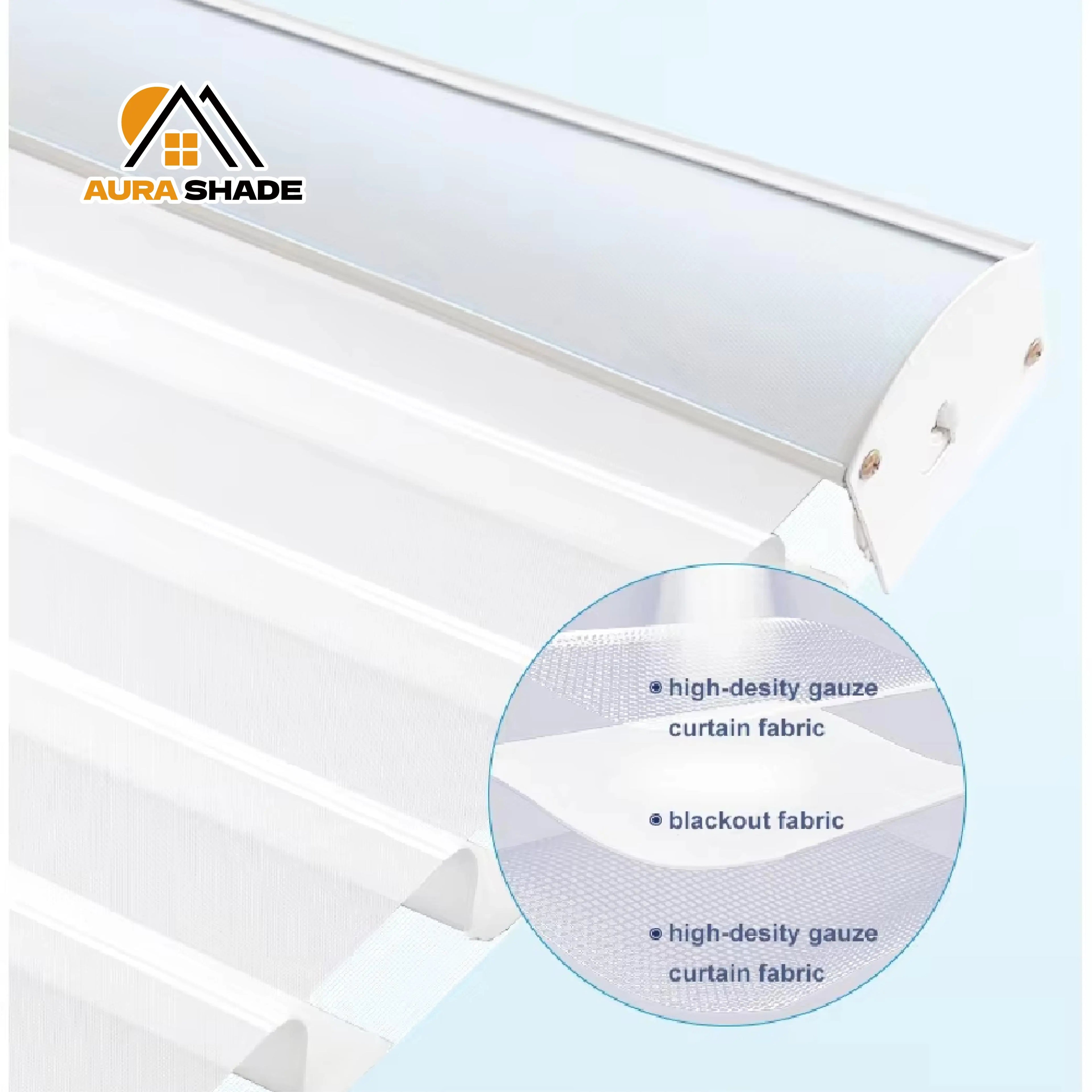 Shangri-La Blind Aluminum Track Fabric Manual Rope Blinds Built-In Customizable Shading Curtains