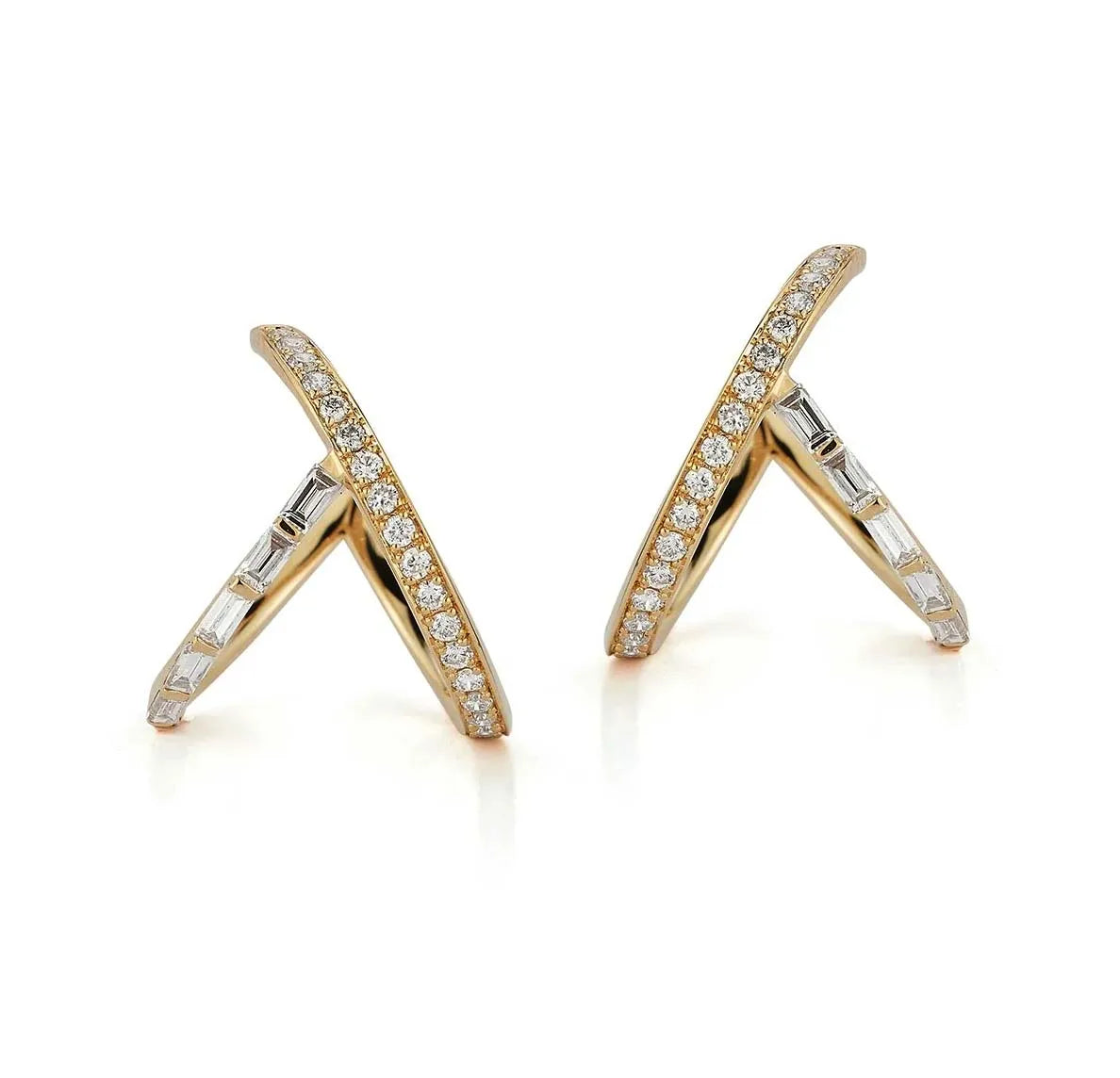 Milskye Charming Fashion Jewelry for Women 925 Silver 18k Gold Diamond Y bar Hoops Earrings