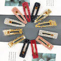 Fashion Acetate Glitter Resin Hairpins Waterdrop Geometric Rectangle Hair Barrette Acrylic Hair Accessory Clip for Women