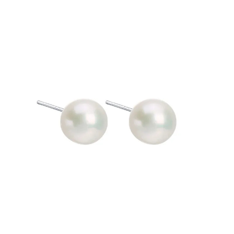 Wholesale High Gloss Natural Freshwater Pearl Stud Earrings S925 Silver Women's Fashion Jewelry Anniversary Gift