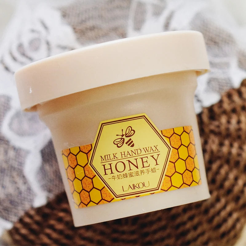 LAIKOU 120g Milk Honey Hand Mask Hot Sale Moisturizing Whitening Nourishing Peeling Wax K1