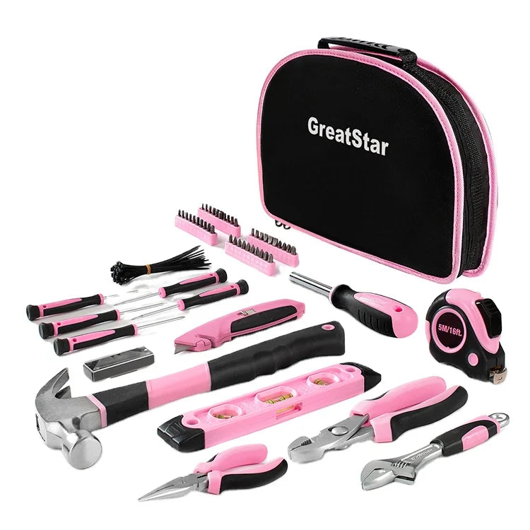 103pcs Household Tool Set Pink for Home Ladies with Pouch Limited Lifetime Warranty Customized Color Sleeve OEM/ODM Custom Brand