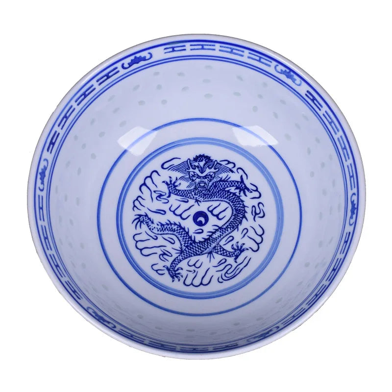Wholesale Eco-Friendly Jingdezhen Retro Blue and White Celadon Porcelain Ramen Bowl with Custom Logo for Restaurant Use