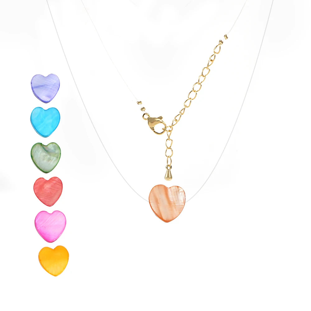 Go2boho Dainty Handmade Shell Heart Pendant Necklace Cute Colorful Summer Fashion Beaded Choker for Women Mother's Day Gift