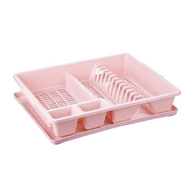 Large Capacity Plastic Dish Drainer Kitchen Dish Drying Rack with Cutlery Holder Removable Drip Tray