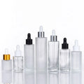 Flat Shoulder Clear/Frosted Glass Essential Oil Bottles Gold/Silver/Black/White Cap Aromatherapy Serum Dropper Bottle Eye Drops